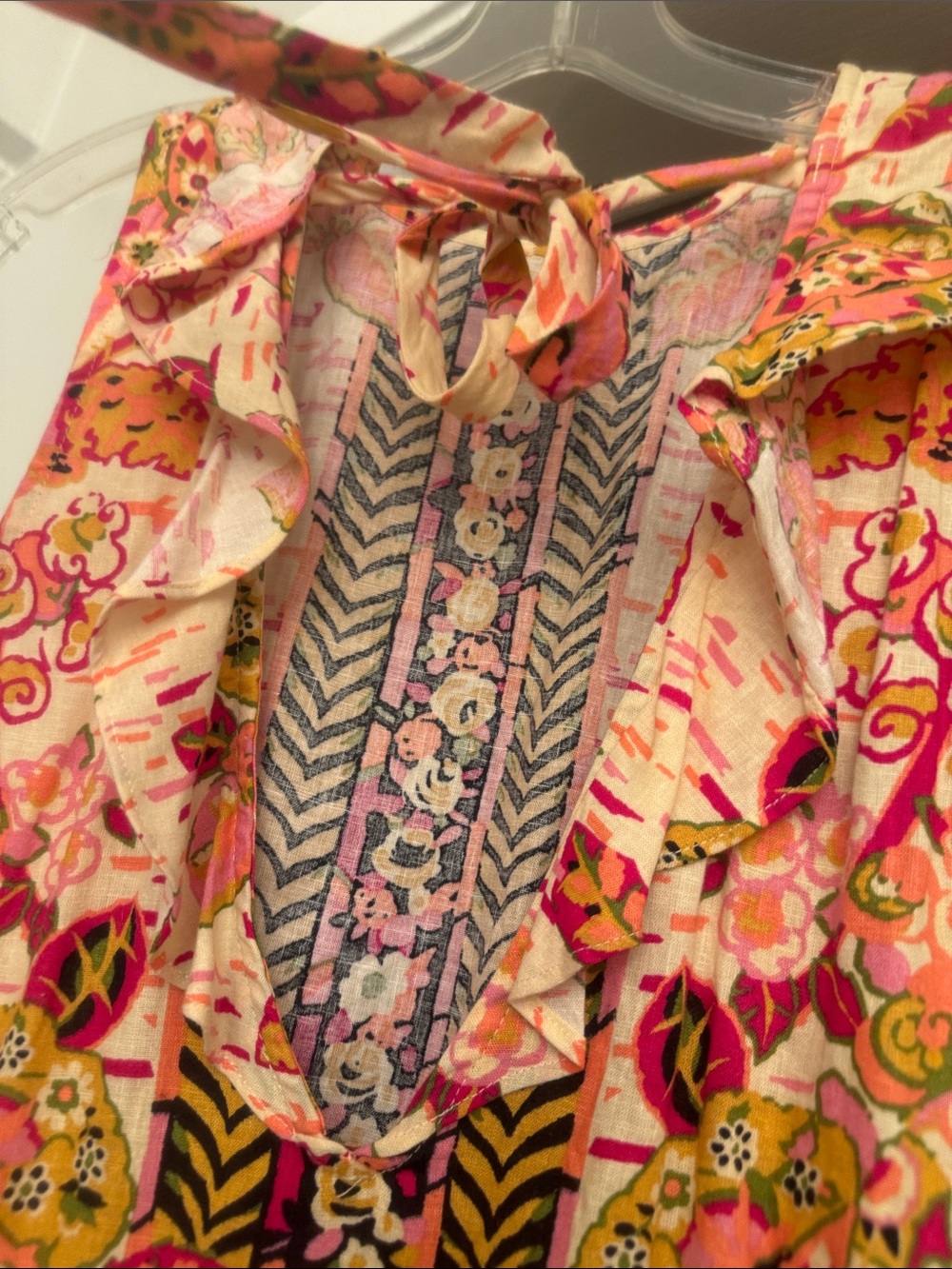 Free People Floral Mesh Tunic in Peach, Pink & Black - Picture 6 of 9